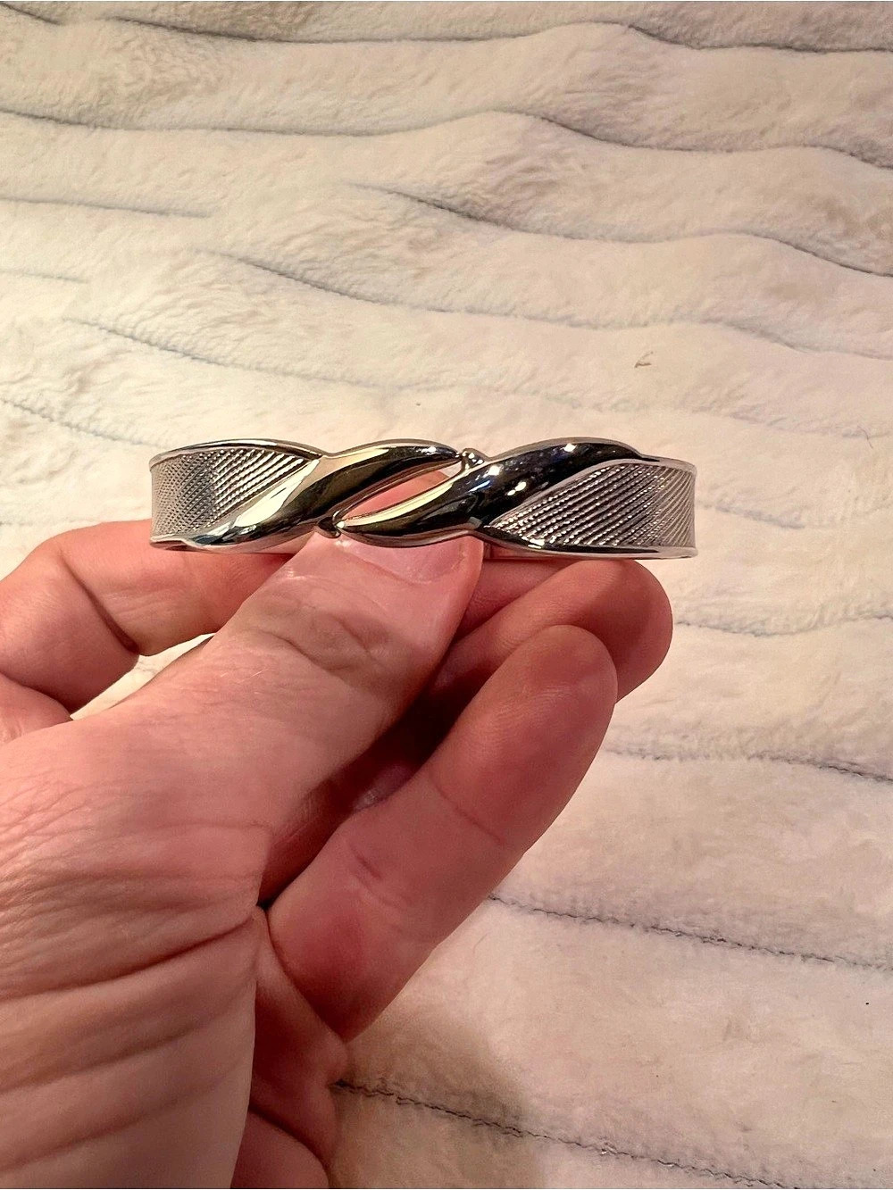 1940’s-50’s Monet Sculptural Silver-Tone Bracelet Like New